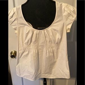 EUC white short sleeve blouse Loft sz Med